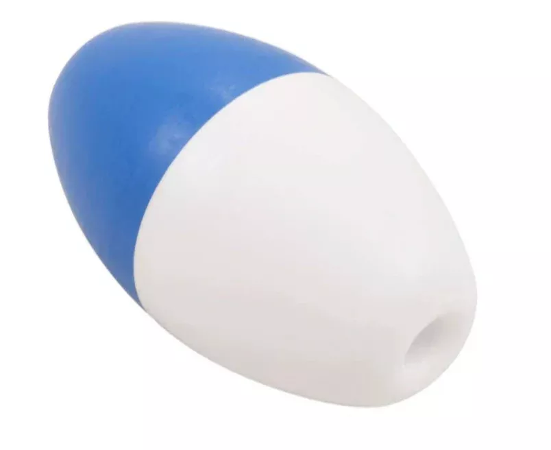 5'' x 9'' Blue White Polyethylene Oval Float for 3/4'' Rope