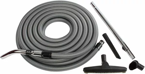 50 Ft. Central Vacuum Hose with Accessory Set Silver