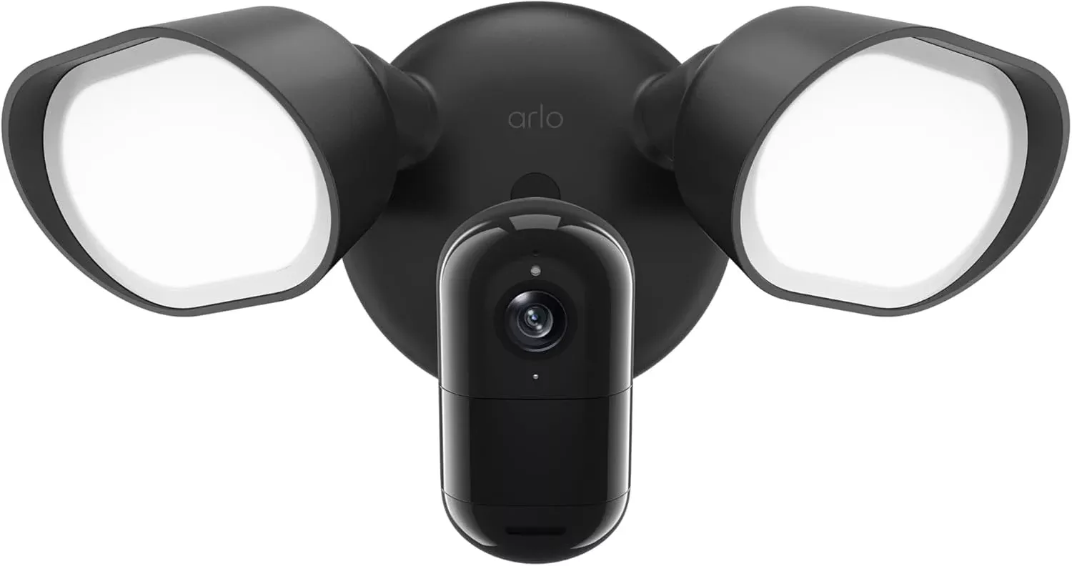 Arlo Wired Floodlight Security Camera, Black - Certified Refurbished