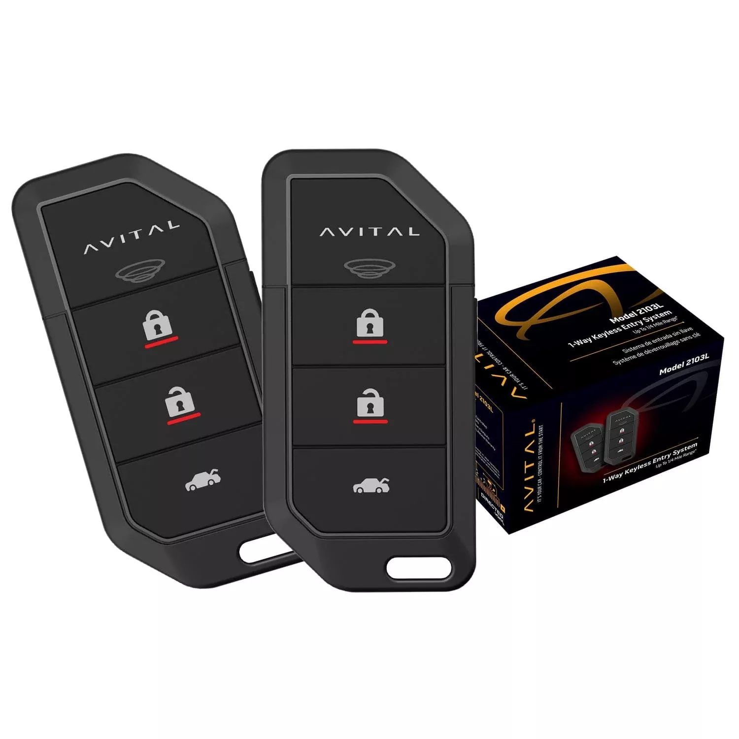 Avital 2103L 1-Way Keyless Entry System with Two 4-Button Remotes