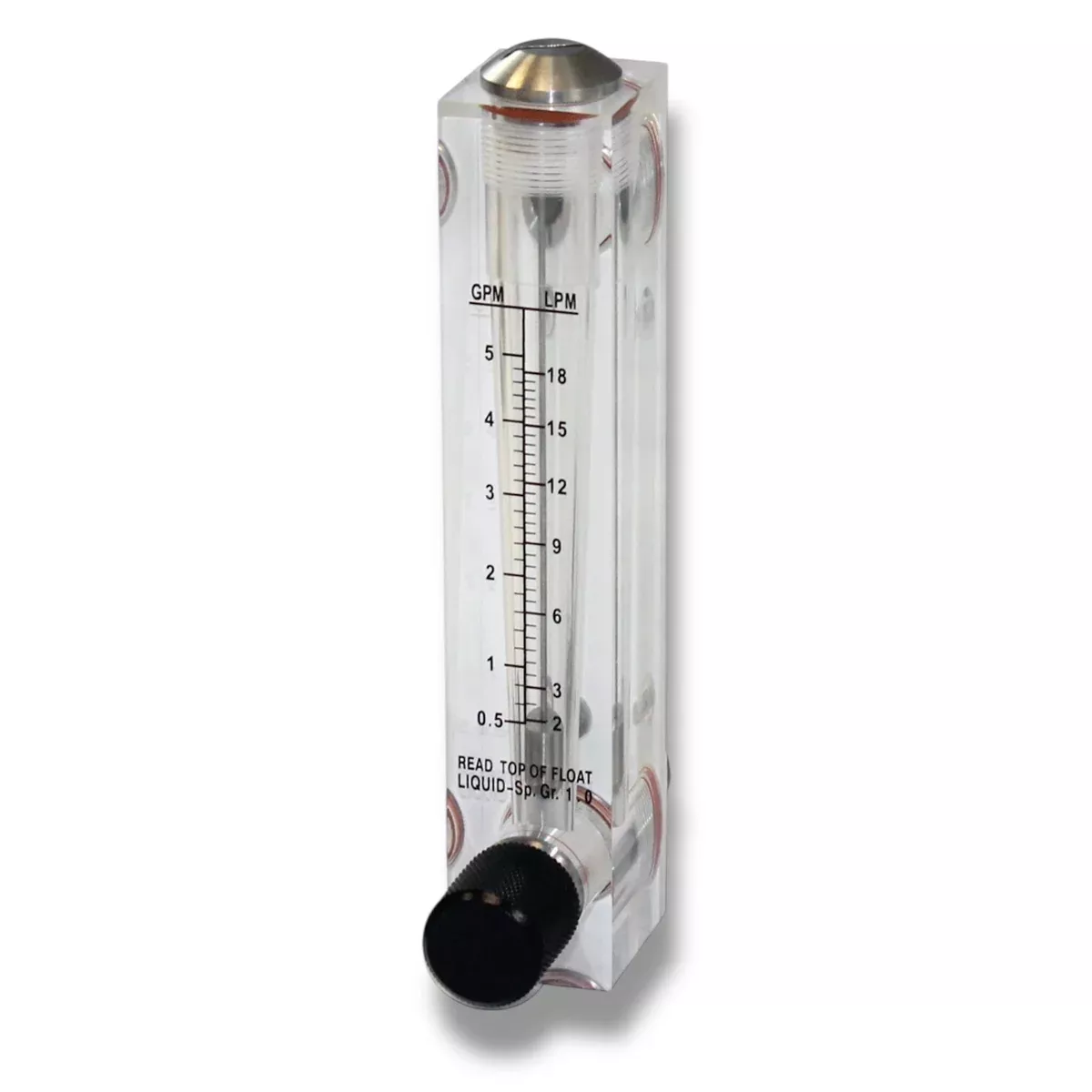 Axeon 205104 Flow Meter 1-5 GPM, SS Valve 1/2" MNPT