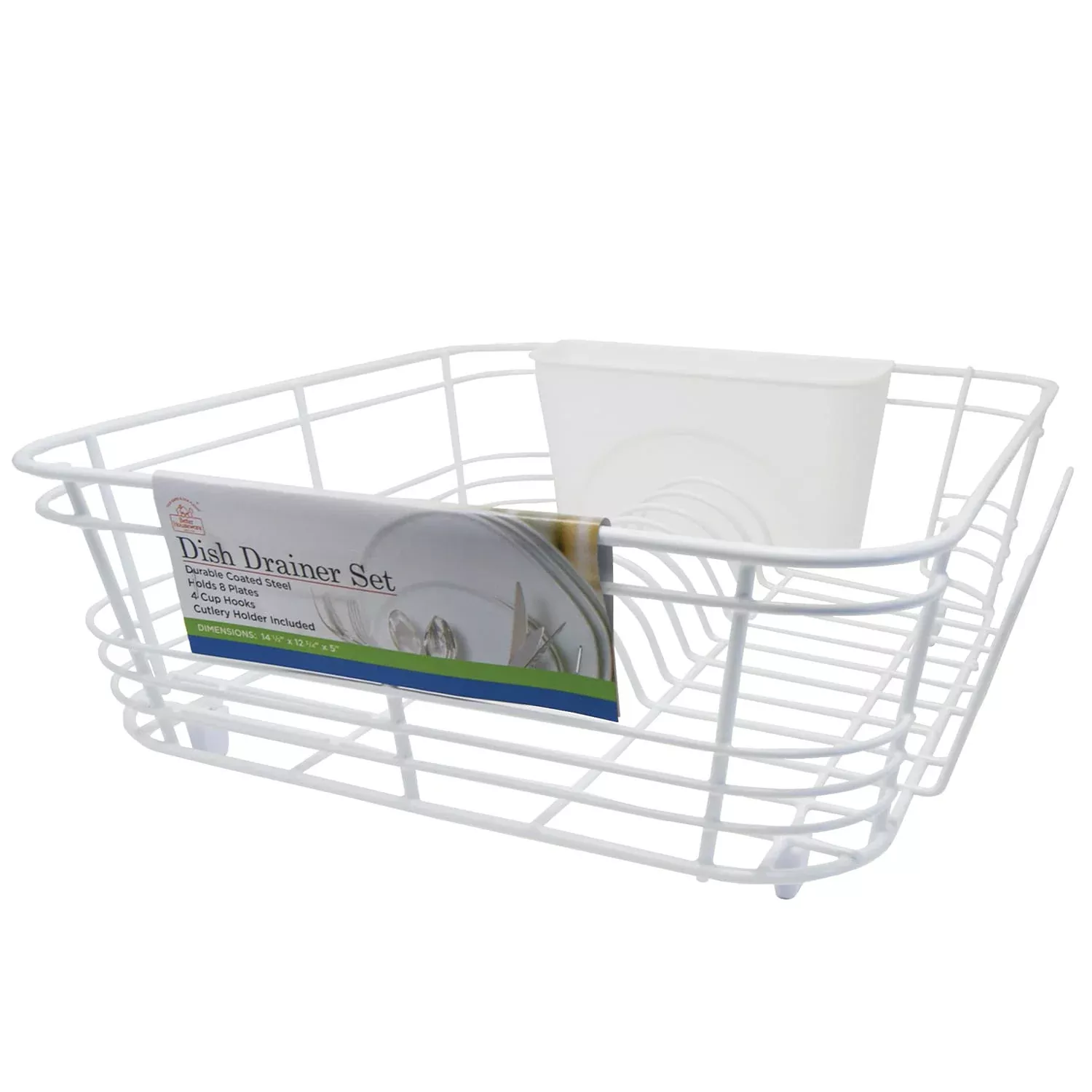 Better Houseware 2-Piece Dish Drainer, White