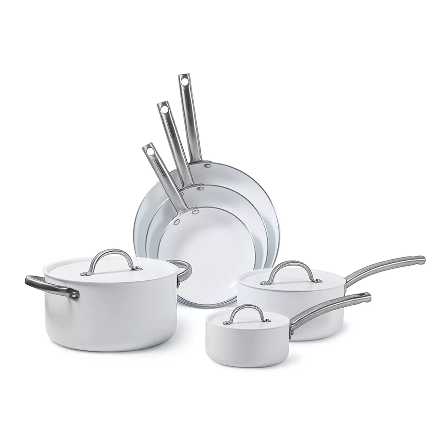 Black+Decker 9-Piece Ceramic White Aluminum Cookware Set