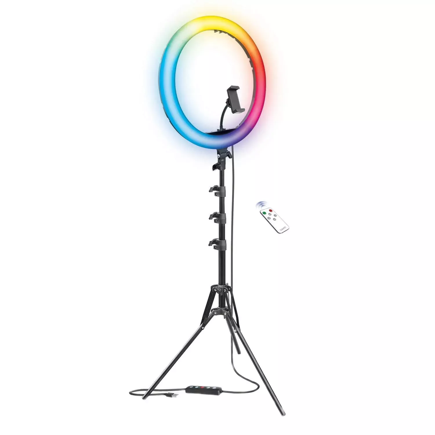 Bower RGB Selfie Ring Light Studio Kit with Wireless Remote Control and Tripod, 16 In.
