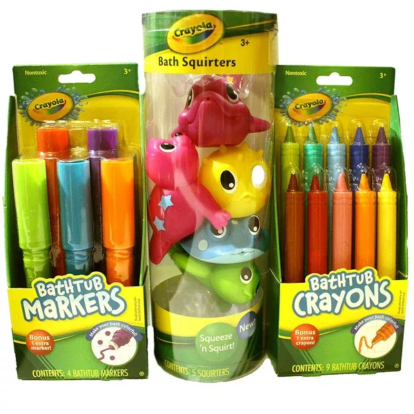 Crayola Bath Time Fun Bundle Including Bathtub Markers, Bathtub Crayons and Bath Squirters