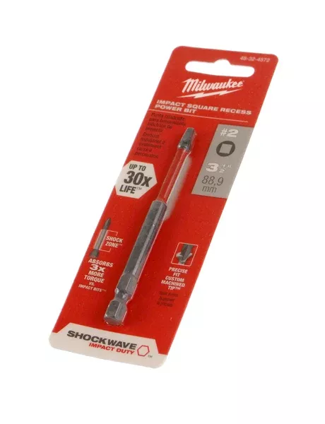 Milwaukee #2 Square Recess Shockwave 3-1/2" Power Bit