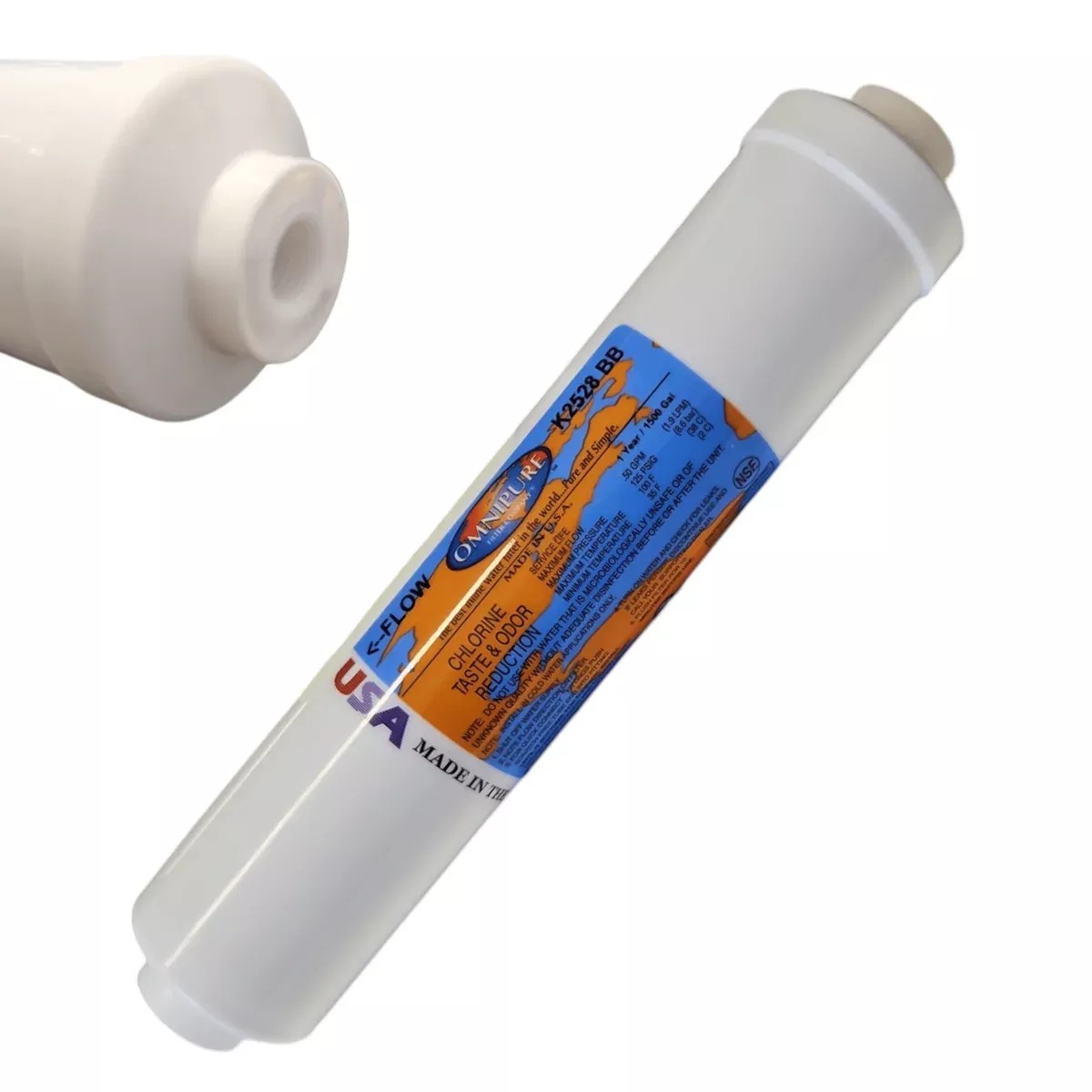 Omnipure K2528-BB Inline GAC 10" x 2" Postfilter 1/4"FPT