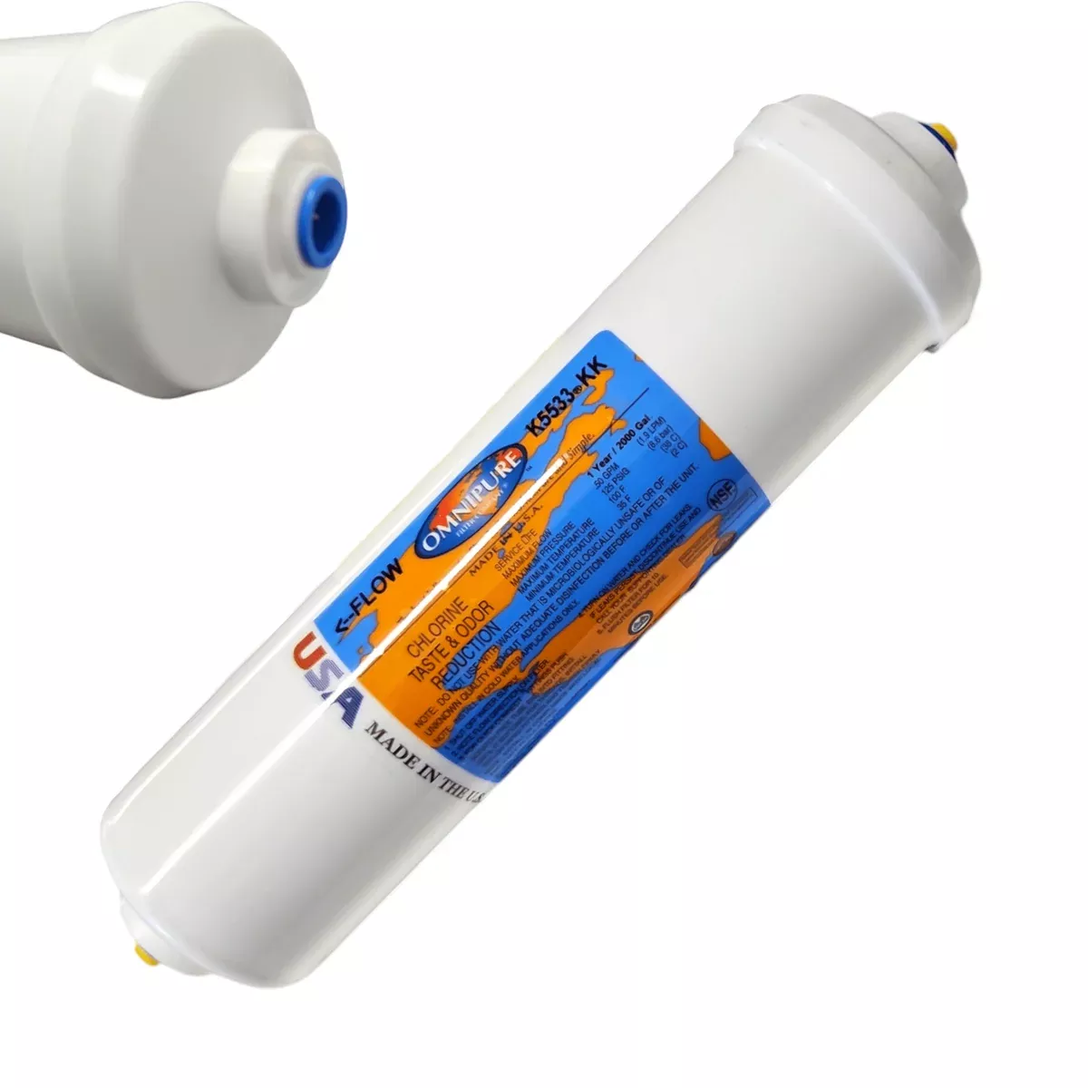 Omnipure K5533-KK Inline GAC 10" x 2.5" Postfilter 3/8"QC