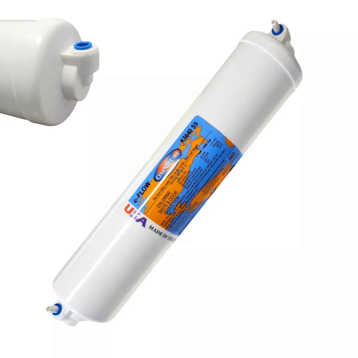 Omnipure K5640-SS Inline GAC 12" x 2.5" Postfilter 1/4" Quick Connect