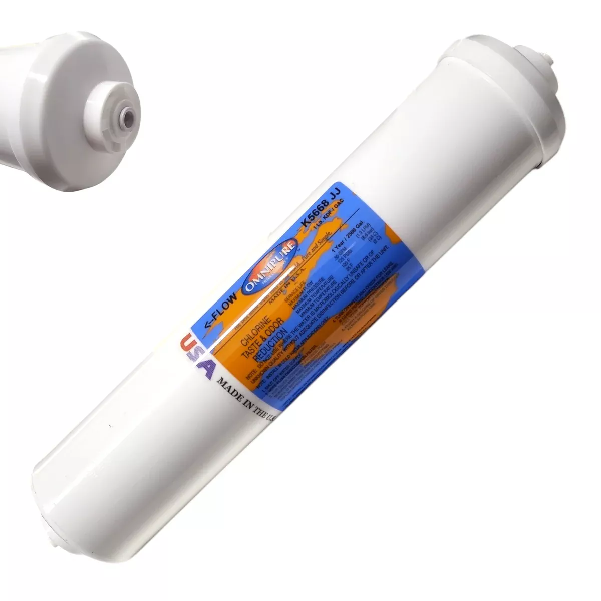 Omnipure K5668-JJ 1 Micron Inline Water Fiter KDF/GAC 1M 1/4" QC