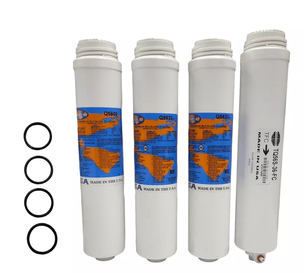 PuROTwist RO Filter Replacement Kit with 36 GPD Membrane with Omnipure Filters