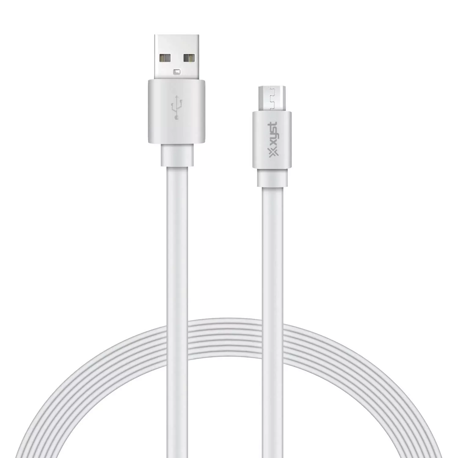 XYST Charge and Sync USB to Micro USB Flat Cable, 4 Ft., White