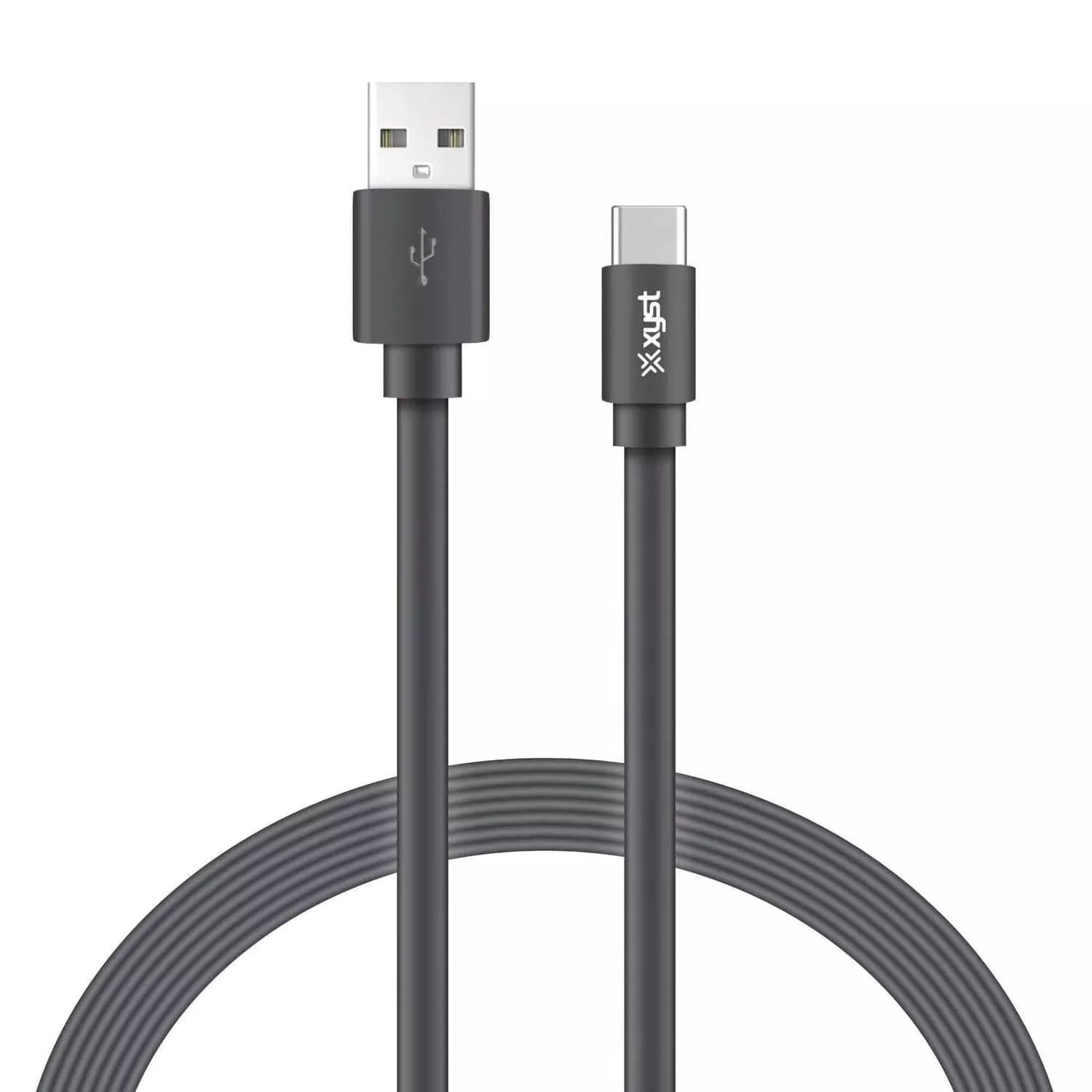 XYST Charge and Sync USB to USB-C Flat Cable, 4 Ft., Black