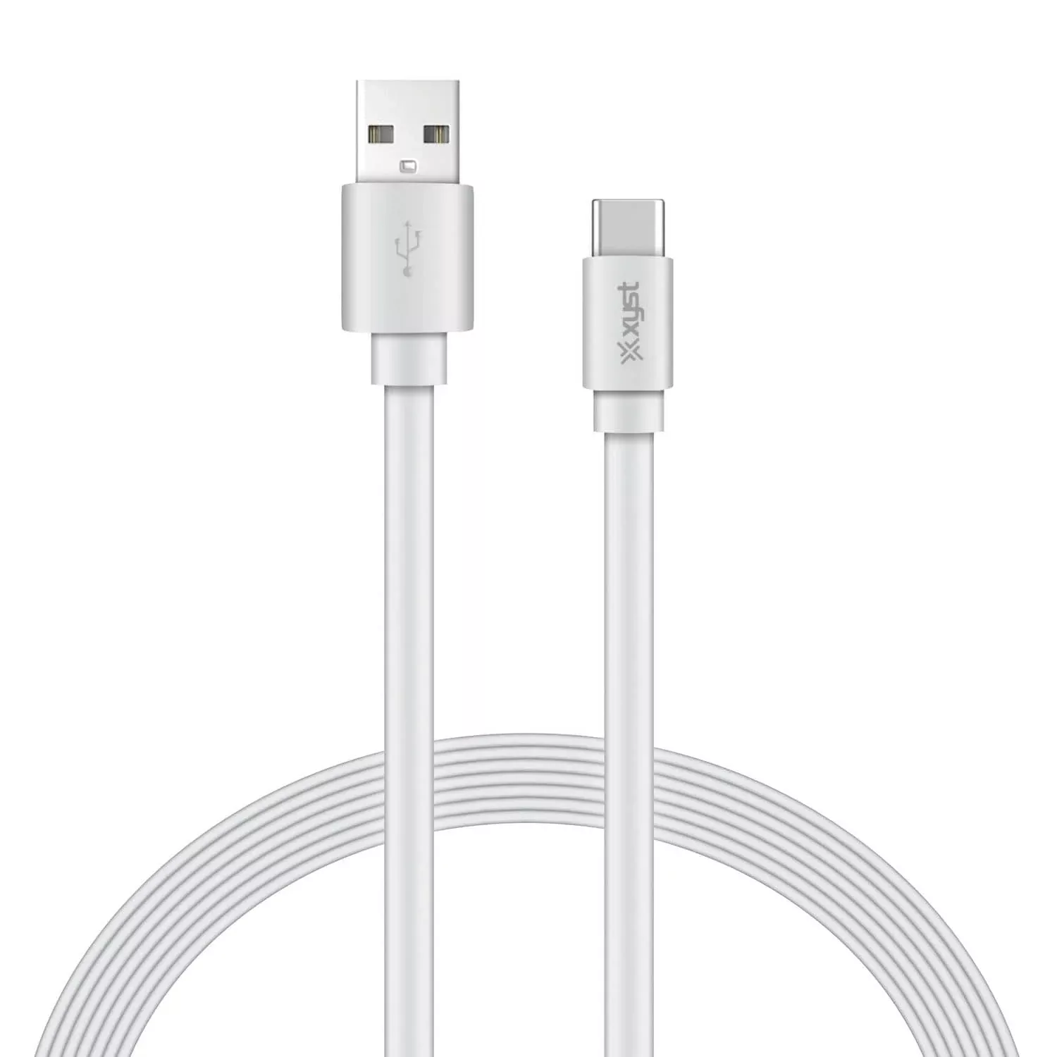 XYST Charge and Sync USB to USB-C Flat Cable, 4 Ft., White